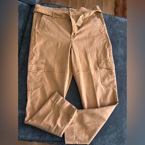 CAbi Women's Tan Belted paper bag Cargo Trousers